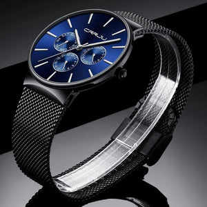 Planet Gates blue Men Watches Waterproof Ultra Thin Date Wrist Watch Male Mesh Strap Casual Quartz Clock