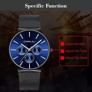 Planet Gates blue Men Watches Waterproof Ultra Thin Date Wrist Watch Male Mesh Strap Casual Quartz Clock