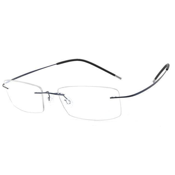 Planet Gates blue Mens Lightweight Titanium Rimless Eyeglasses Frames Prescription Optical Glasses Frame