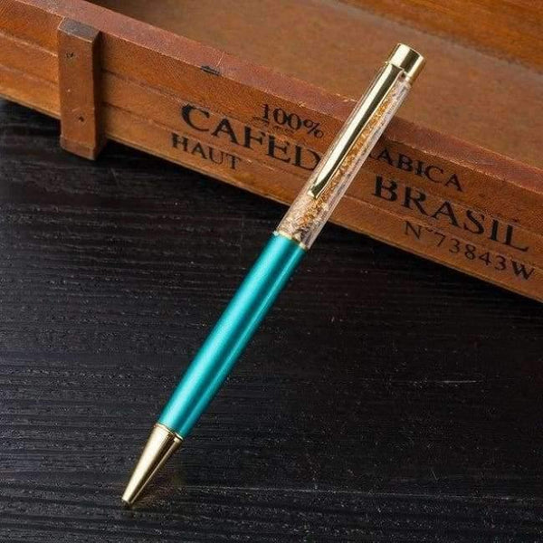 Planet Gates Blue Metal Copper Ballpoint Pen Luxury Brass Gold Foil Drill Ball Pen Sliver Penalty Office School Pencil Writing Supplies 1.0mm