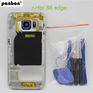 Planet Gates Blue Middle frame for Samsung Galaxy S6 edge G925 G925F Back Plate Bezel Housing Case Free Tools Replacement Parts