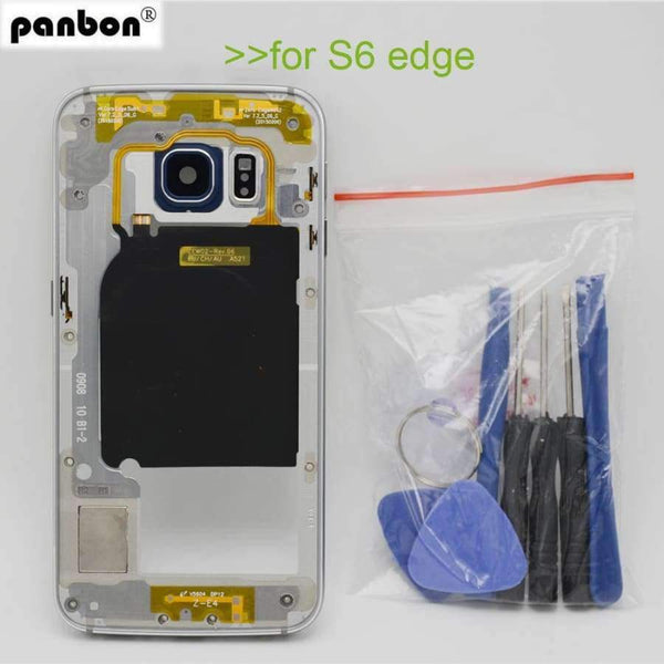 Planet Gates Blue Middle frame for Samsung Galaxy S6 edge G925 G925F Back Plate Bezel Housing Case Free Tools Replacement Parts