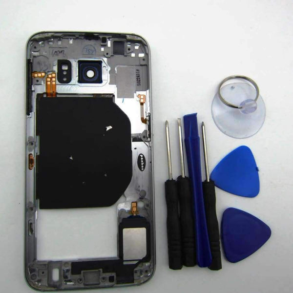 Planet Gates Blue Middle frame for Samsung Galaxy S6 G920 G920F Back Plate Bezel Housing Case Free Tools Replacement Parts