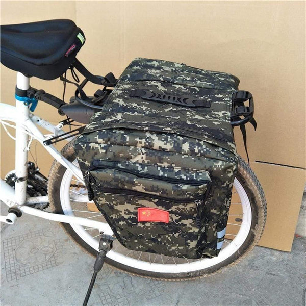 Planet Gates Blue Mountain Road Bicycle Bike 2 In 1 Camo Trunk Bags Cycling Double Side Rear Rack Tail Seat Pannier Pack Luggage Carrier