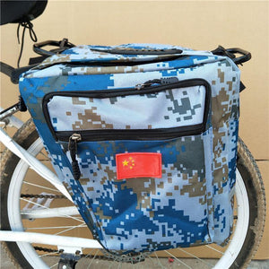 Planet Gates Blue Mountain Road Bicycle Bike 2 In 1 Camo Trunk Bags Cycling Double Side Rear Rack Tail Seat Pannier Pack Luggage Carrier