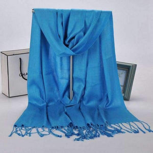 Planet Gates Blue New Winter Women 60cm*170cm Black Red Solid Color Muslim Hijab Foulard Viscose Scarf Wrap With Tassel