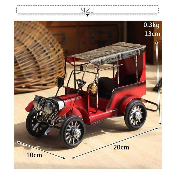 Planet Gates blue Nostalgia Iron Crafts Metal Antique Car Model Desktop Figurines Child Car Toy Birthday Gift Home Decor American Ornaments