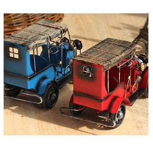 Planet Gates blue Nostalgia Iron Crafts Metal Antique Car Model Desktop Figurines Child Car Toy Birthday Gift Home Decor American Ornaments