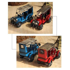 Planet Gates blue Nostalgia Iron Crafts Metal Antique Car Model Desktop Figurines Child Car Toy Birthday Gift Home Decor American Ornaments