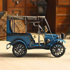 Planet Gates blue Nostalgia Iron Crafts Metal Antique Car Model Desktop Figurines Child Car Toy Birthday Gift Home Decor American Ornaments