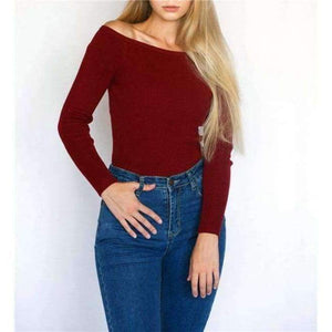 Planet Gates Blue / One Size Autumn and Winter basic Women Sweater slit neckline Strapless Sweater thickening sweater top thread slim C0320