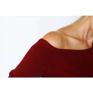 Planet Gates Blue / One Size Autumn and Winter basic Women Sweater slit neckline Strapless Sweater thickening sweater top thread slim C0320