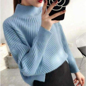 Planet Gates blue / One Size Female turtleneck Pullover 2018 winter sweater slim all-match elastic knitted Fashion Pullover soft shirt sweaters women
