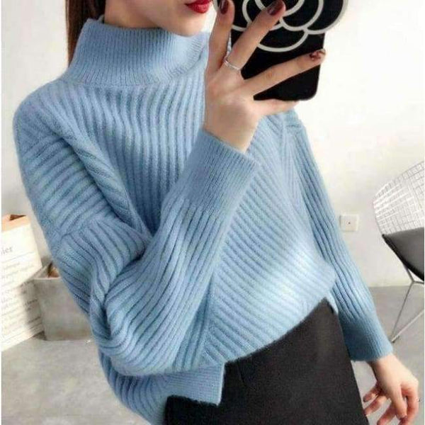 Planet Gates blue / One Size Female turtleneck Pullover 2018 winter sweater slim all-match elastic knitted Fashion Pullover soft shirt sweaters women
