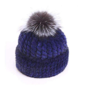 Planet Gates blue / One Size Mink Real Fur Beanies Winter Hats for Women Warm Designer Cap with Pompom Fox Fur Ladies Brand New Russian Women Girls Caps 2018