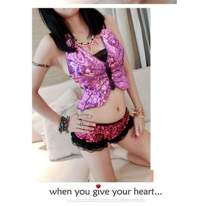 Planet Gates Blue / One Size Sexy Nigthclub DS Stage Dance Costume Sexy Exotic Backless Bandage Bra Women Sequin Jazz Dancewear Costume Top