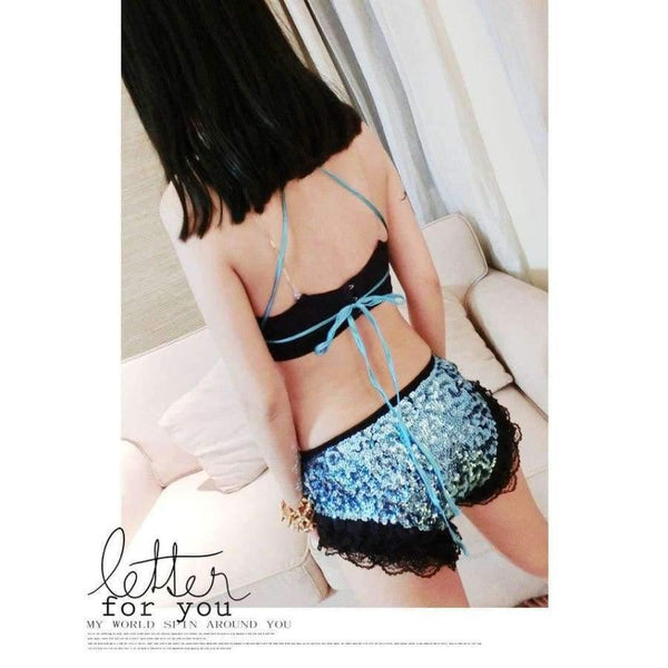 Planet Gates Blue / One Size Sexy Nigthclub DS Stage Dance Costume Sexy Exotic Backless Bandage Bra Women Sequin Jazz Dancewear Costume Top