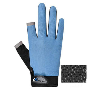 Planet Gates Blue / One Size Summer Cycling Gloves Men Mesh Breathable Thin Fishing Gloves Anti Slip Half Finger Sports Bicycle Gloves