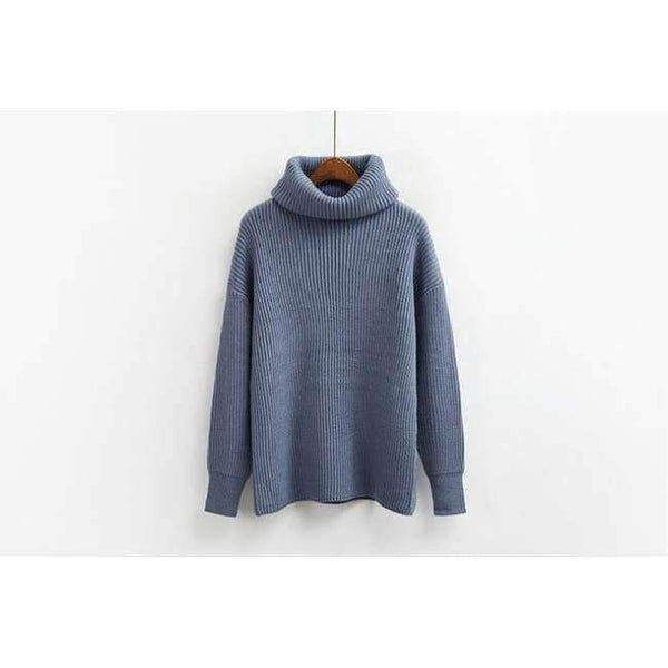 Planet Gates Blue / One Size Winter Knitted Sweaters Women Fashion Turtleneck Pullover Sweater Female Casual All-match Jumper 8 Colors