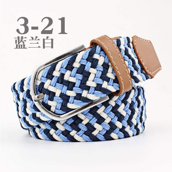 Fashion Wide Belt For Men Women Elastic Knitted Braid Jeans Dress Belt With Leather Metal Buckle Casual Belt For Unisex