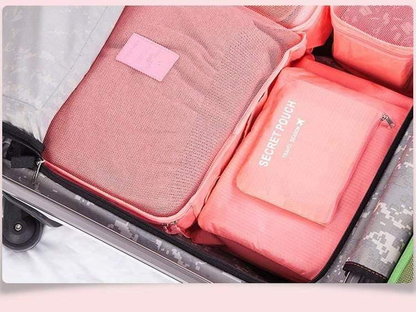 Planet Gates Blue Packing Cube Travel Bag System Durable 6 Pieces One Set Large Capacity Of Unisex Clothing Sorting Organize Bag