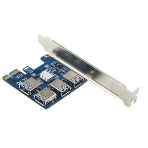 Planet Gates Blue PCI-E to PCI-E Adapter 1 Turn 4 PCI-Express Slot 1x to 16x USB 3.0 Mining Special Riser Card PCIe Converter for BTC Miner Mining