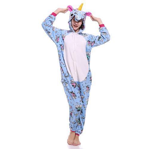 Planet Gates Blue Pegasus(NEW) / S Animal Pajamas Flannel Winter Women Men Unicorn Stitch Panda Pikachu Onesie Sleep lounge Sleepwear