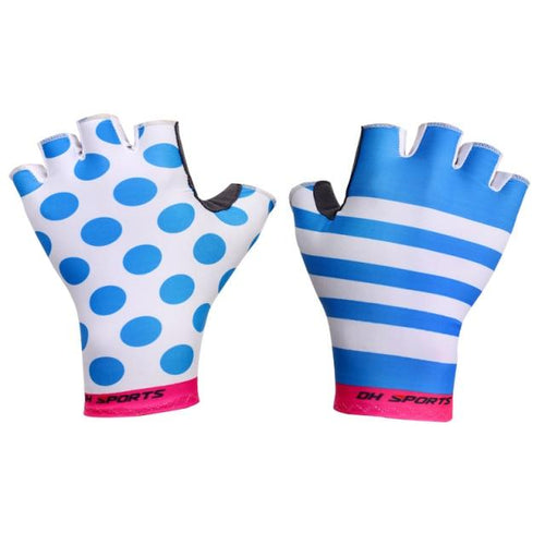 Planet Gates Blue Pink / L Anti Slip Gel Pad Bicycle Gloves Short Half Finger Stylish Cycling Gloves Breathable Outdoor Sports Men Women Bike Gloves