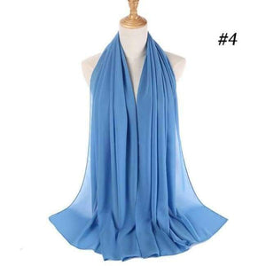Planet Gates Blue Popular Malaysia style women plain bubble chiffon scarf hijab wrap solid color shawls headband muslim hijabs scarves/scarf