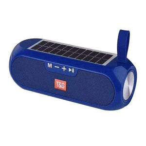 Planet Gates Blue Portable Column WirelessBluetooth Bass Speaker Stereo Music Box Solar Power Bank Boombox Waterproof USB AUX FM Radio Super Bass