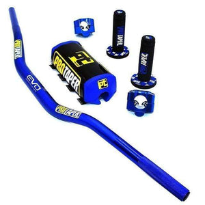 Planet Gates Blue PT Handlebar For PRO Taper Pack Bar 1-1/8" Handle bar Pads Grips Pit Pro Racing Dirt Pit Bike Motorcycle CNC 28.5mm Adapter