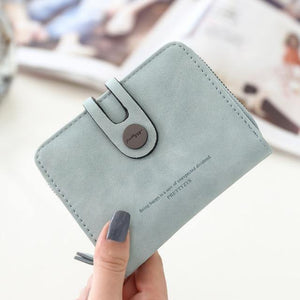 Planet Gates Blue PU Leather Short Women Wallet Zipper Small Women Wallets Card Bag With Coin Purse Pockets Credit Holders