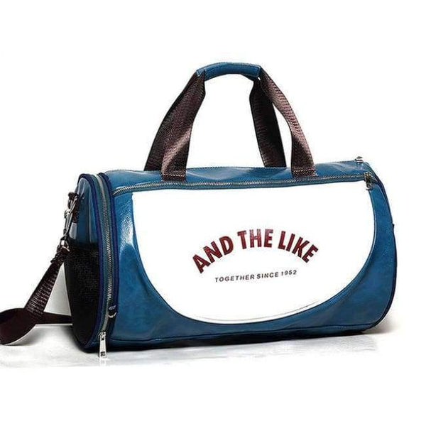 Planet Gates Blue PU Outdoor Sports Gym Bag Men Women with Shoes Storage Training Fitness Multifunction Shoulder Bags Travel Yoga HandBag