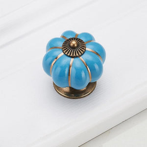 Pumpkin Ceramic Handles 40mm Drawer Knobs Cupboard Door Handles Single Hole Cabinet Handles with screws Furniture Handles