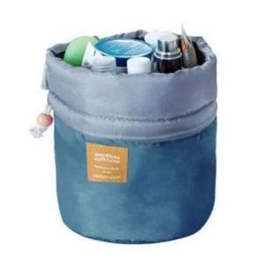 Planet Gates Blue Quality Barrel Shaped Travel Cosmetic Bag Makeup bag Nylon Wash Bags Makeup Organizer Storage Bag High Capacity B3
