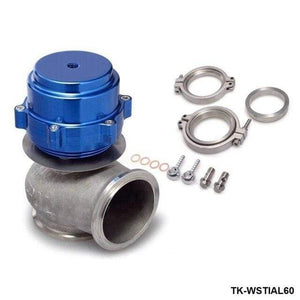 Planet Gates Blue Racing Billet Aluminum Car 60MM Vband V60 Flange Turbo Wastegate For BMW Subaru Honda TK-WSTIAL60