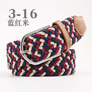 Fashion Wide Belt For Men Women Elastic Knitted Braid Jeans Dress Belt With Leather Metal Buckle Casual Belt For Unisex