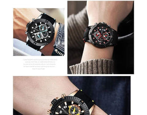 Planet Gates blue red Men's Wristwatch Quartz Watch Men Waterproof Silicone Sport Wrist Watches Men Luxury Brand Relogio Masculino