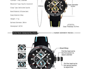 Planet Gates blue red Men's Wristwatch Quartz Watch Men Waterproof Silicone Sport Wrist Watches Men Luxury Brand Relogio Masculino