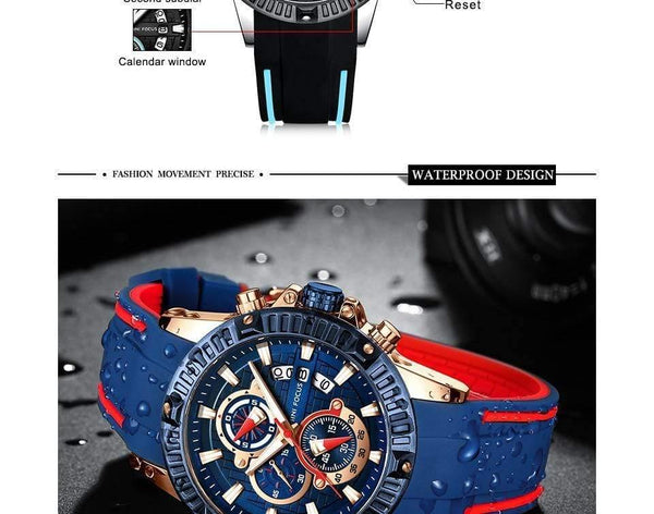 Planet Gates blue red Men's Wristwatch Quartz Watch Men Waterproof Silicone Sport Wrist Watches Men Luxury Brand Relogio Masculino