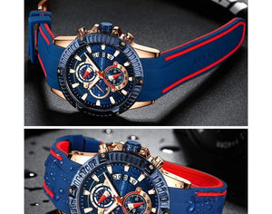 Planet Gates blue red Men's Wristwatch Quartz Watch Men Waterproof Silicone Sport Wrist Watches Men Luxury Brand Relogio Masculino