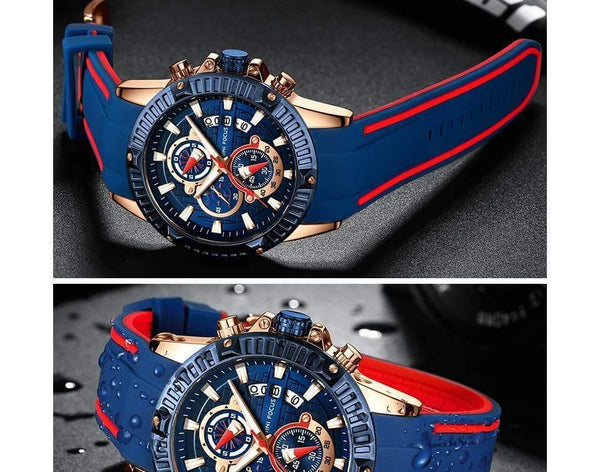 Planet Gates blue red Men's Wristwatch Quartz Watch Men Waterproof Silicone Sport Wrist Watches Men Luxury Brand Relogio Masculino