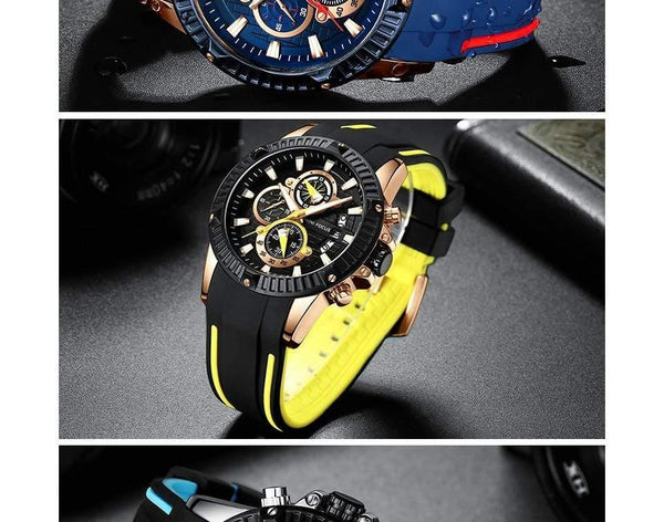 Planet Gates blue red Men's Wristwatch Quartz Watch Men Waterproof Silicone Sport Wrist Watches Men Luxury Brand Relogio Masculino