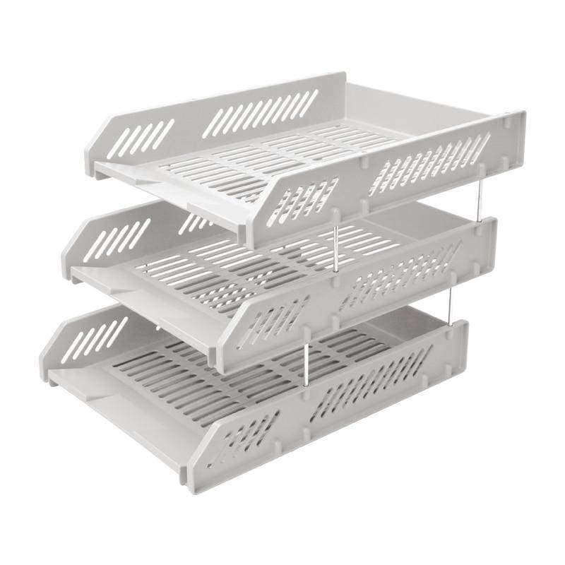 Planet Gates Blue Reinforcement 3 Tier Desktop Document Letter File Tray Organizer Blue White Office School Supplies Stationery (B2060)