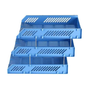 Planet Gates Blue Reinforcement 3 Tier Desktop Document Letter File Tray Organizer Blue White Office School Supplies Stationery (B2060)