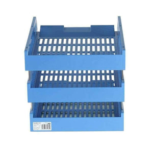 Planet Gates Blue Reinforcement 3 Tier Desktop Document Letter File Tray Organizer Blue White Office School Supplies Stationery (B2060)