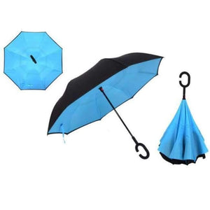 Planet Gates Blue Reverse Umbrellas Folding Double Layer Inverted C Hand Holder Stand Rain Windproof Rolling Over Umbrella For Women