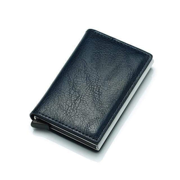 Planet Gates Blue Rfid Blocking Automatical Aluminium Thin Men Wallets Male Mini Slim Wallet Card ID Holders Walet Small Purses Money Bag Valet