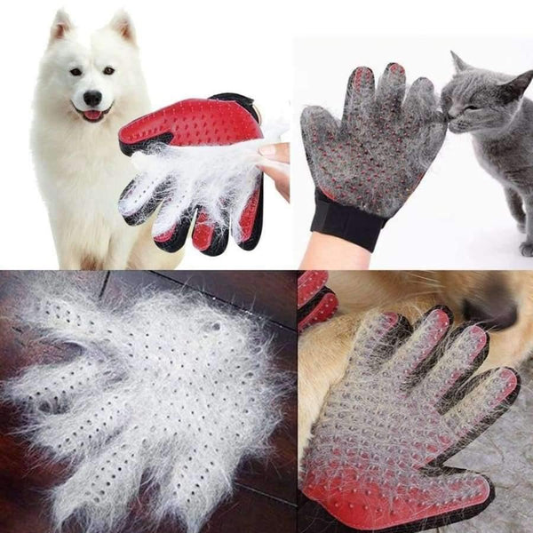 Planet Gates blue right / one size Cat Grooming Gloves Dog Hair Remover Gentle Deshedding Brush Comb Tool Pet Massage Mitt with Enhanced Long/Short Fur