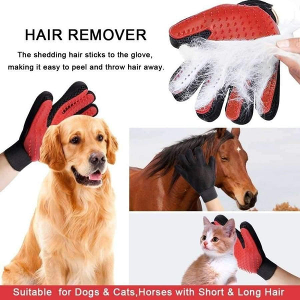 Planet Gates blue right / one size Cat Grooming Gloves Dog Hair Remover Gentle Deshedding Brush Comb Tool Pet Massage Mitt with Enhanced Long/Short Fur